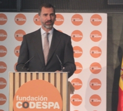 Su Alteza Real el Príncipe de Asturias durante su intervención en la XVII edición de los Premios CODESPA